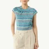 Bedruckte Satinbluse mit Faltendetail