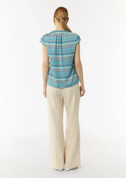 Bedruckte Satinbluse mit Faltendetail