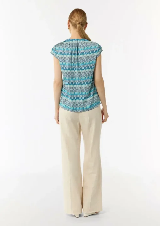 Bedruckte Satinbluse mit Faltendetail