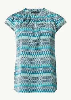 Bedruckte Satinbluse mit Faltendetail