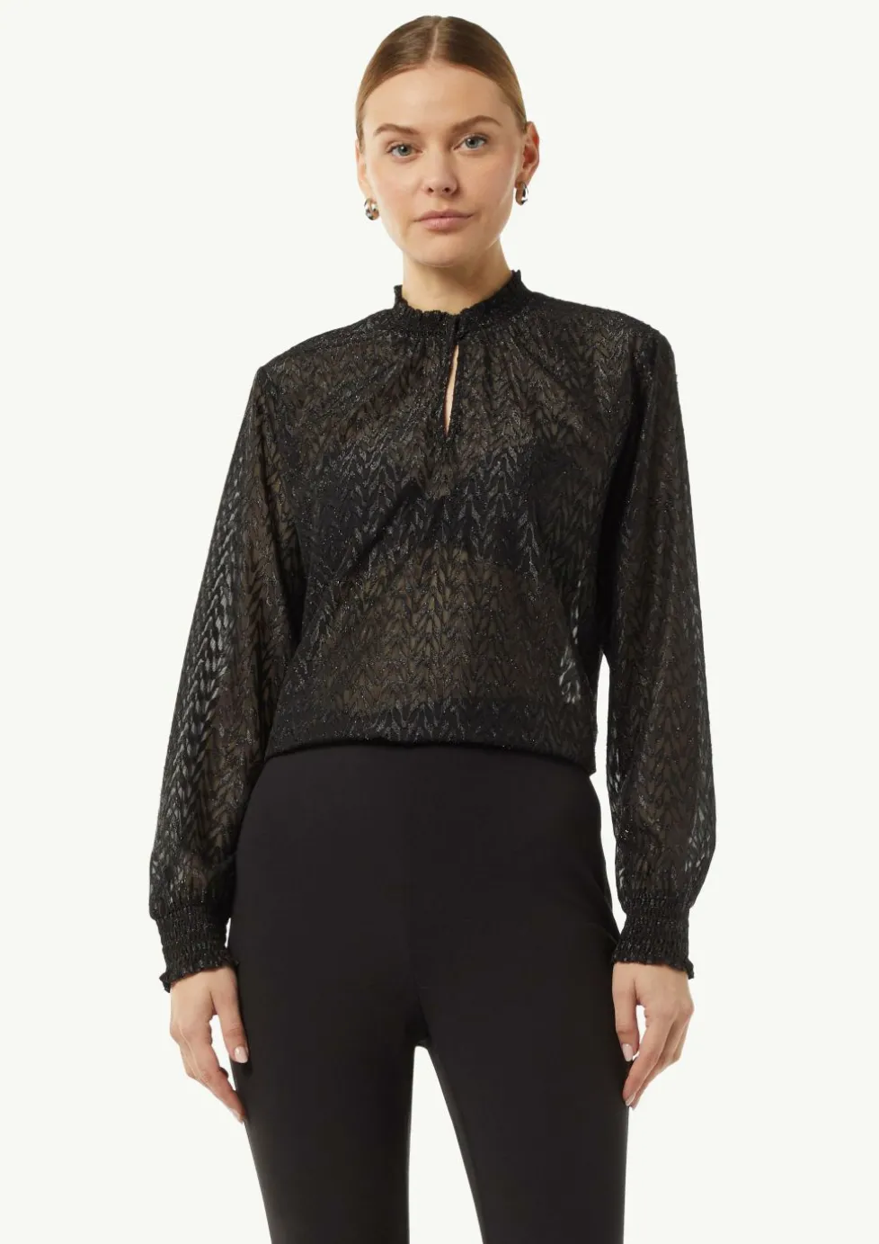 Bluse mit Transparenz-Effekt und Glitzergarn