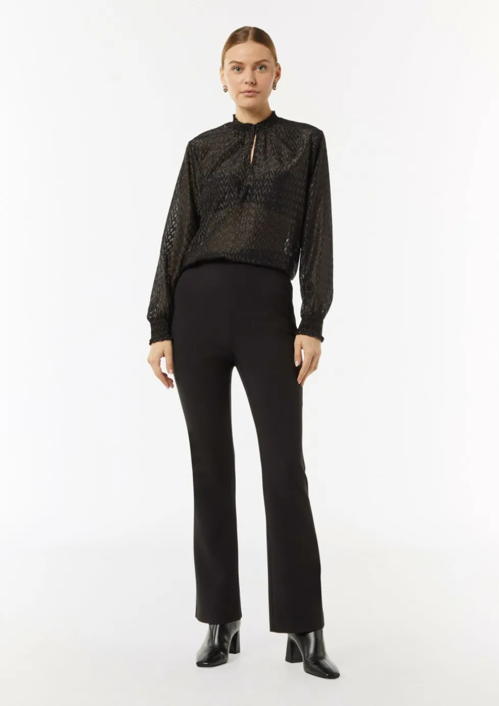 Bluse mit Transparenz-Effekt und Glitzergarn