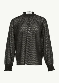 Bluse mit Transparenz-Effekt und Glitzergarn