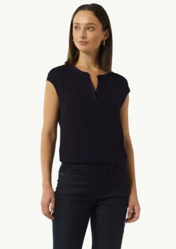 Blusenshirt mit Tunika-Ausschnitt und Satinblende