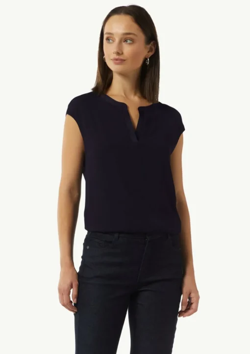 Blusenshirt mit Tunika-Ausschnitt und Satinblende
