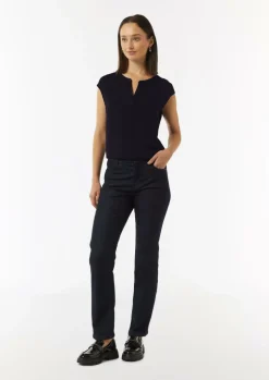 Blusenshirt mit Tunika-Ausschnitt und Satinblende