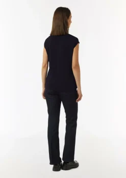 Blusenshirt mit Tunika-Ausschnitt und Satinblende