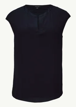Blusenshirt mit Tunika-Ausschnitt und Satinblende