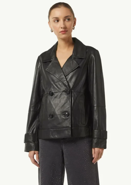 Caban-Jacke aus weichem Leder