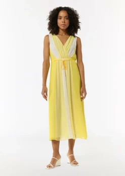Chiffon-Kleid mit elastischer Taille und Bindeband