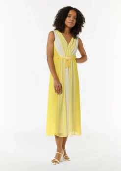 Chiffon-Kleid mit elastischer Taille und Bindeband