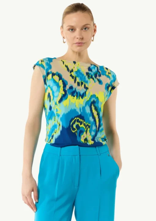 Fließendes Jersey-Shirt mit All-over-Print