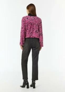 Gemusterte Chiffon-Bluse mit V-Ausschnitt
