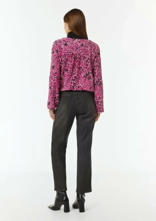 Gemusterte Chiffon-Bluse mit V-Ausschnitt