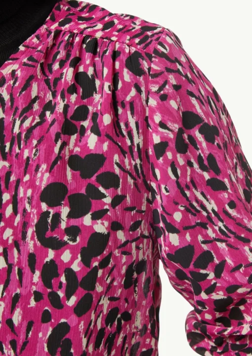 Gemusterte Chiffon-Bluse mit V-Ausschnitt