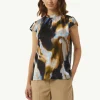 Gemusterte Satin-Bluse mit Cut-out-Detail am Ausschnitt