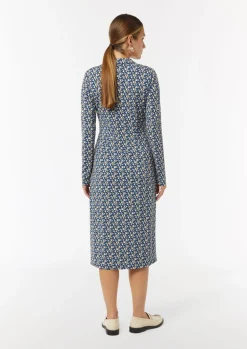 Gemustertes Midikleid in Wickeloptik