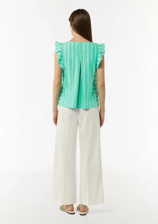 Gestreifte Baumwollbluse mit Volants