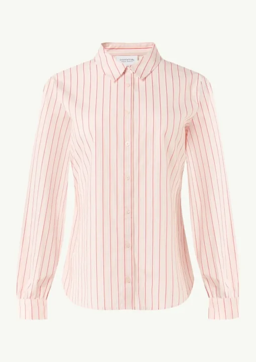 Gestreifte Baumwollbluse mit Faltendetail am Rücken