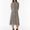 Hochgeschlossenes Midi-Kleid aus Mesh