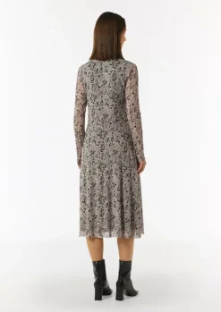 Hochgeschlossenes Midi-Kleid aus Mesh