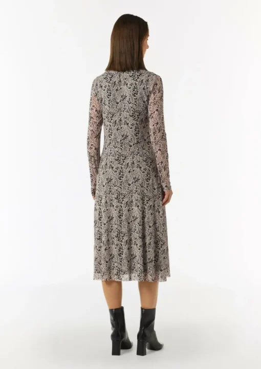 Hochgeschlossenes Midi-Kleid aus Mesh