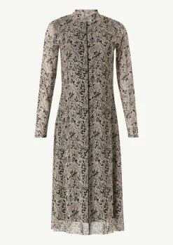 Hochgeschlossenes Midi-Kleid aus Mesh