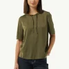 Hoodie-Bluse aus satiniertem Viskosemix