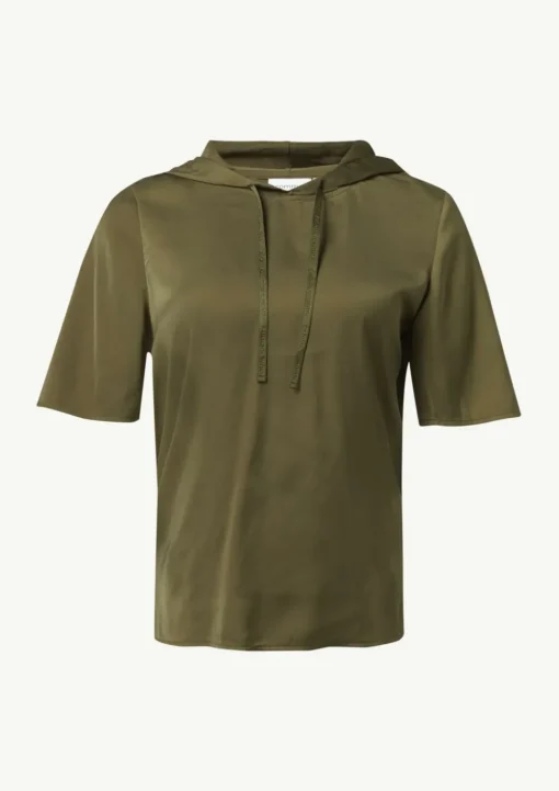 Hoodie-Bluse aus satiniertem Viskosemix