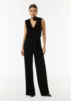 Jersey-Jumpsuit mit Wasserfall-Ausschnitt