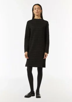 Kurzes Jerseykleid mit Hahnentrittmuster