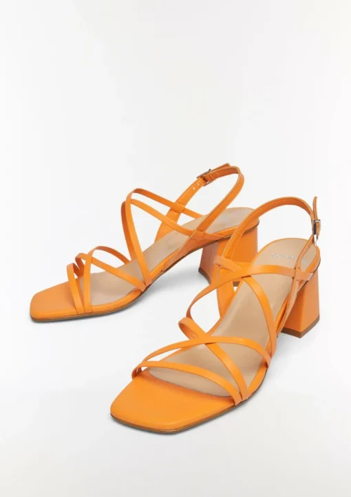 Leder-Sandalen mit Riemen und Blockabsatz