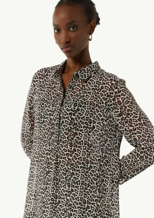 Longbluse aus Chiffon mit Leo-Print