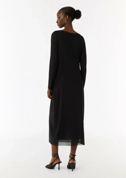 Mesh-Kleid im Slim Fit mit Wasserfall-Ausschnitt