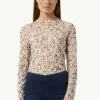 Mesh-Langarmshirt mit floraler Musterung