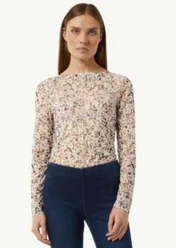 Mesh-Langarmshirt mit floraler Musterung