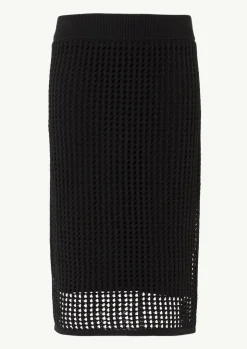 Midirock aus Ajourstrick im Slim Fit