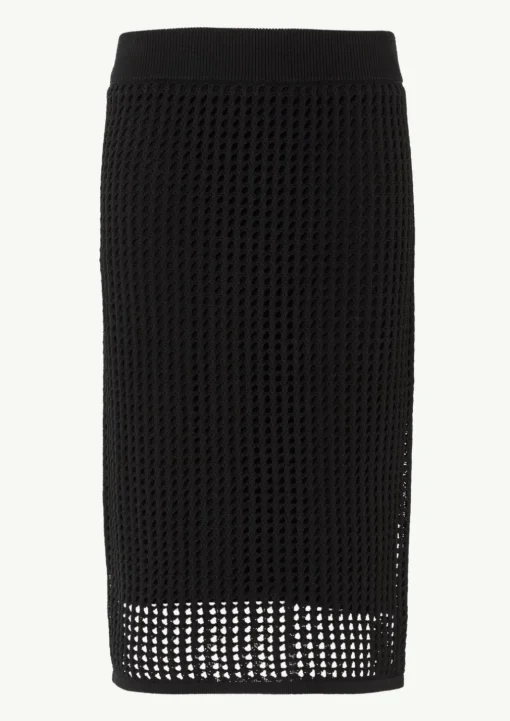 Midirock aus Ajourstrick im Slim Fit