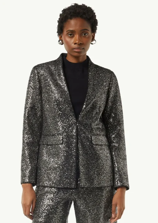 Pailletten-Blazer mit Stehkragen