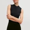 Ärmelloses Stricktop mit Rippstruktur