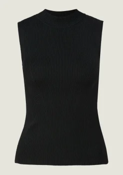 Ärmelloses Stricktop mit Rippstruktur
