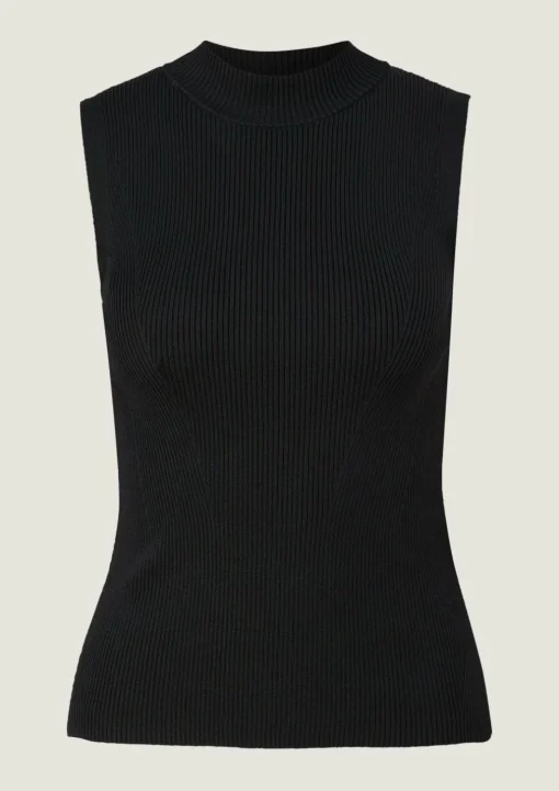Ärmelloses Stricktop mit Rippstruktur
