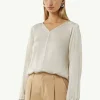 Satinierte Bluse mit V-Ausschnitt
