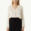 Schimmernde Bluse mit Faltendetails