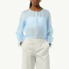 Schimmernde Lyocellbluse mit Raff-Details