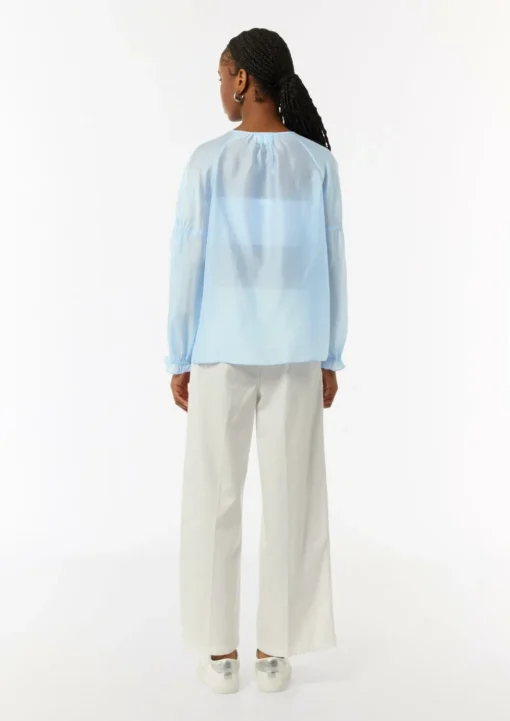 Schimmernde Lyocellbluse mit Raff-Details