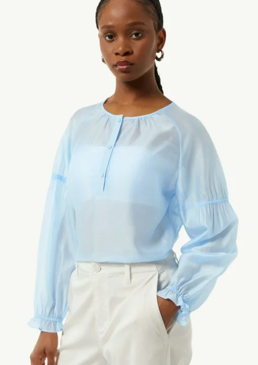 Schimmernde Lyocellbluse mit Raff-Details