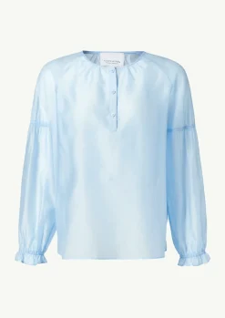 Schimmernde Lyocellbluse mit Raff-Details