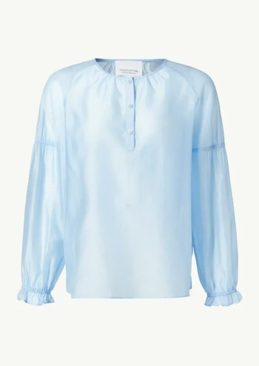Schimmernde Lyocellbluse mit Raff-Details