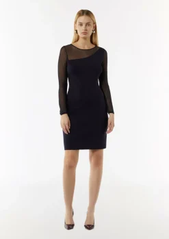 Schmal geschnittenes Strickkleid mit Transparenz-Effekt